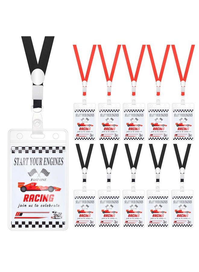 DLUGOPIS 10 Pcs Race Party Tickets with Lanyards Invitations Race Car Birthday Party Supplies Racing Theme Favors Gamer Vip Pass Accessories for Race - Image 1