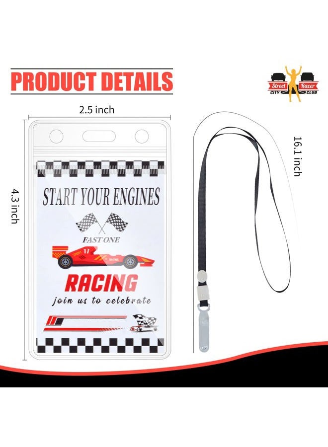 DLUGOPIS 10 Pcs Race Party Tickets with Lanyards Invitations Race Car Birthday Party Supplies Racing Theme Favors Gamer Vip Pass Accessories for Race - Image 2