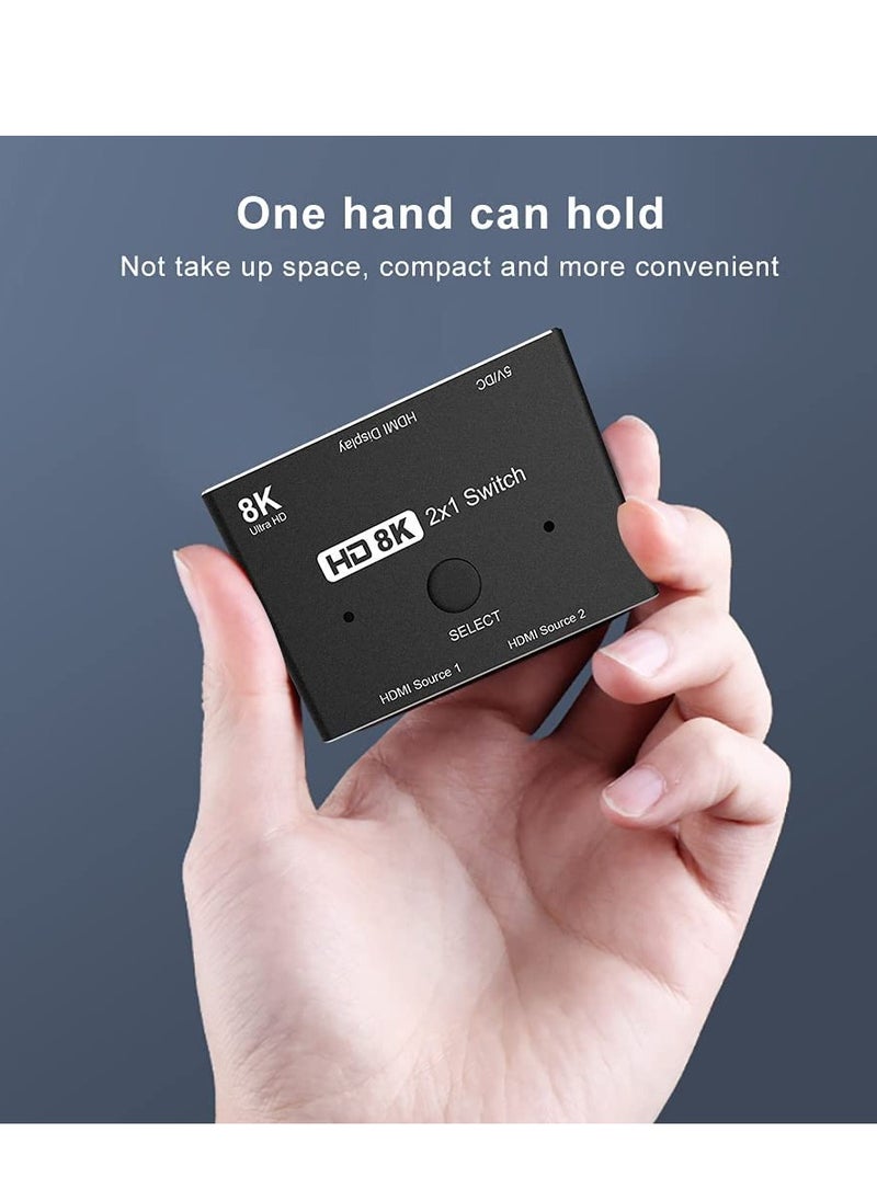 SYOSI - HDMI Ultra HD 8K 2.1 High Speed 48Gbps Directional Switch only 2 in 1 out@60Hz 4K@120Hz Converter Compatible with Computer Laptop Projectors Monitors - Image 1