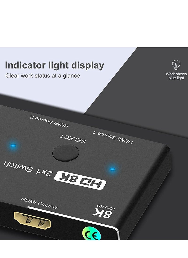 SYOSI - HDMI Ultra HD 8K 2.1 High Speed 48Gbps Directional Switch only 2 in 1 out@60Hz 4K@120Hz Converter Compatible with Computer Laptop Projectors Monitors - Image 1