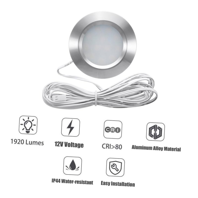 Silver Waterproof 12 LED Recessed Downlight Ceiling Lamp 12V For RV Boat Cabinet - Image 4
