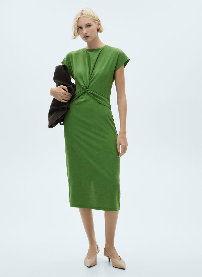 MANGO Twisted Green Midi Dress  - Image 1