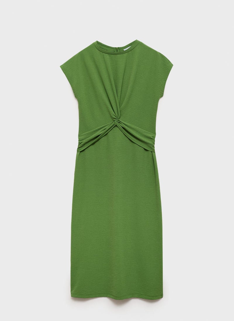 MANGO Twisted Green Midi Dress  - Image 5