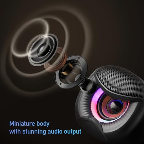 Elimavi USB Computer Speakers, 3.5mm Aux Speaker and USB Powered Interface are Suitable for Desktop Laptop Monitor, Owl Eye Design, Includes a USB-C Adapter, Colorful Lights - Image 5