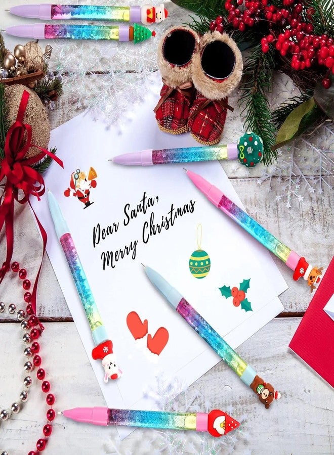 Le Delite Christmas Return Gifts For Guest, Family, Friends I 10 Piece Xmas Creative Water Glitter Gel Black Pen Cute Santa Chararcter Ink Pen For School Supplies Party Gift(Water Glitter Pen) - Image 5