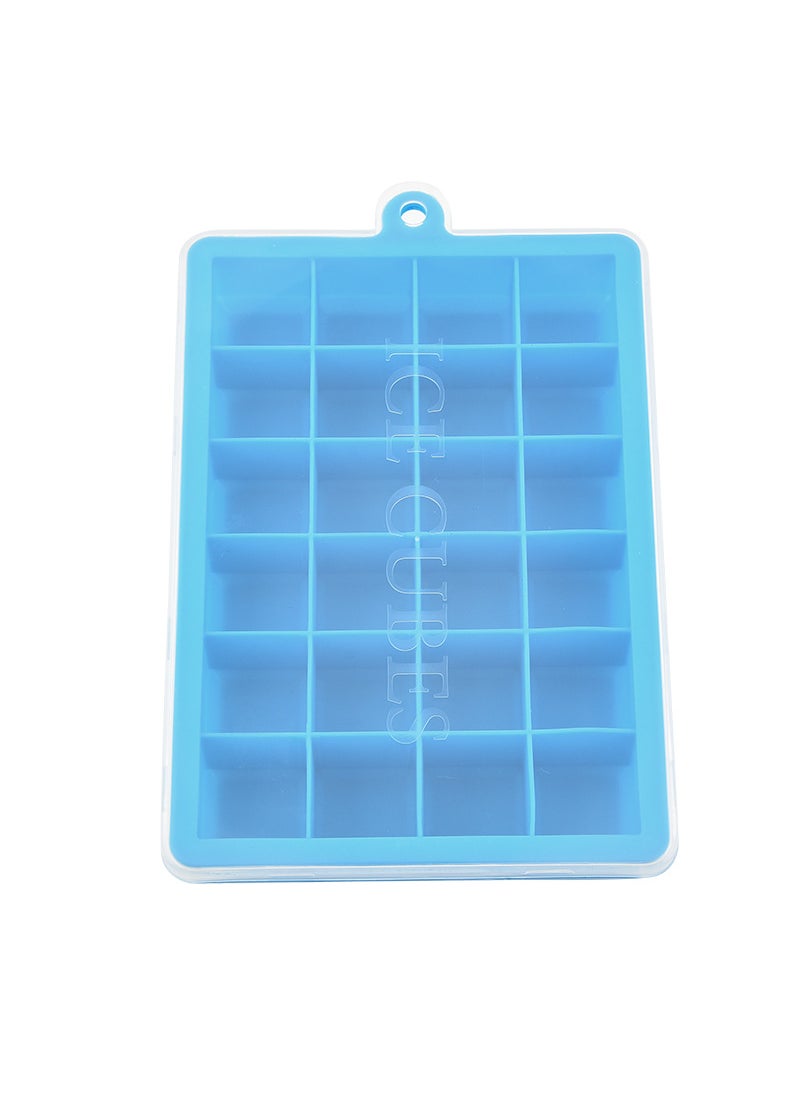 Generic Silicone Ice Tray 24 Cubes with Lid Lake Blue 
