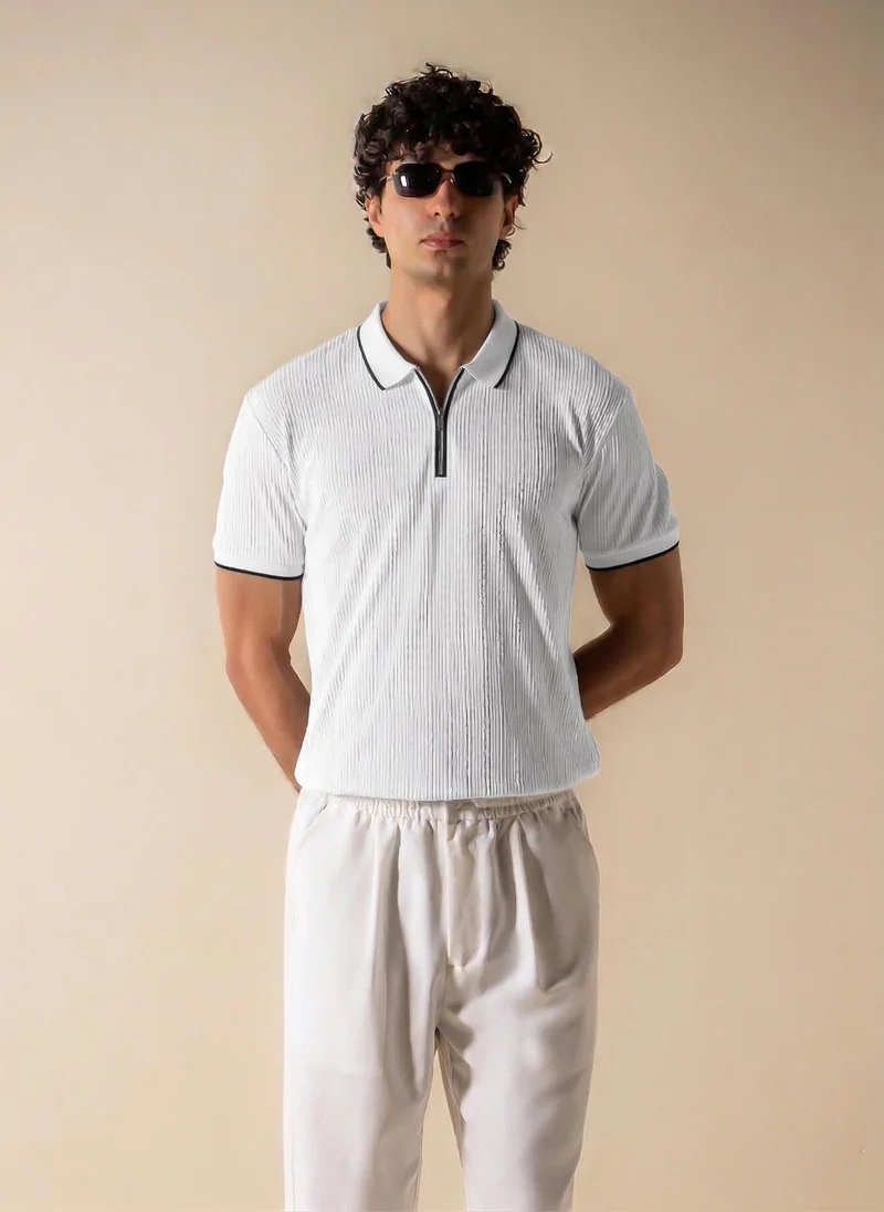 SHAPES SLIM CONTRAST RIB POLO SHIRT
