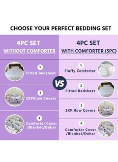 FAMYO Famyo 4pc Bedding Set Without Comforter Cute Queen Size 250 TC Fitted Bedsheet Pillow Covers Set of 2 ComforterDuvet Cover for Kids Bedroom Cute Puppy Flowers  - Image 3