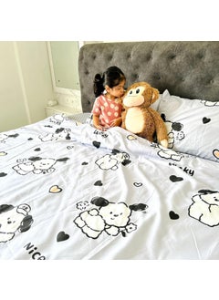 FAMYO Famyo 4pc Bedding Set Without Comforter Cute Queen Size 250 TC Fitted Bedsheet Pillow Covers Set of 2 ComforterDuvet Cover for Kids Bedroom Cute Puppy Flowers  - Image 1