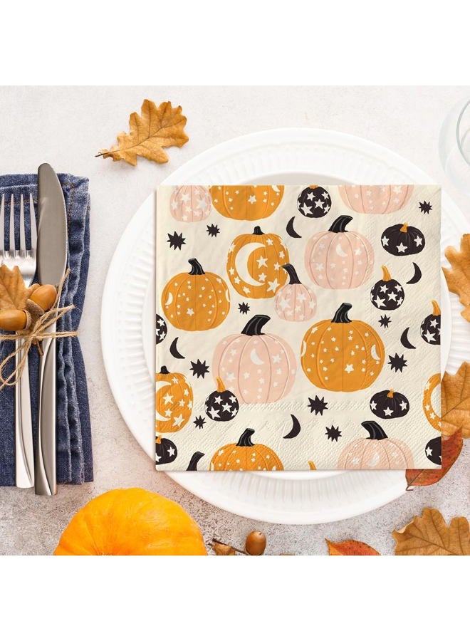 AnyDesign 80 Pack Fall Paper Napkins 6.5 Inch Orange Pink Pumpkin Napkins Disposable Square Luncheon Dinner Napkins for Thanksgiving Autumn Birthday Party Celebration Gathering Supplies Table Decor - Image 4