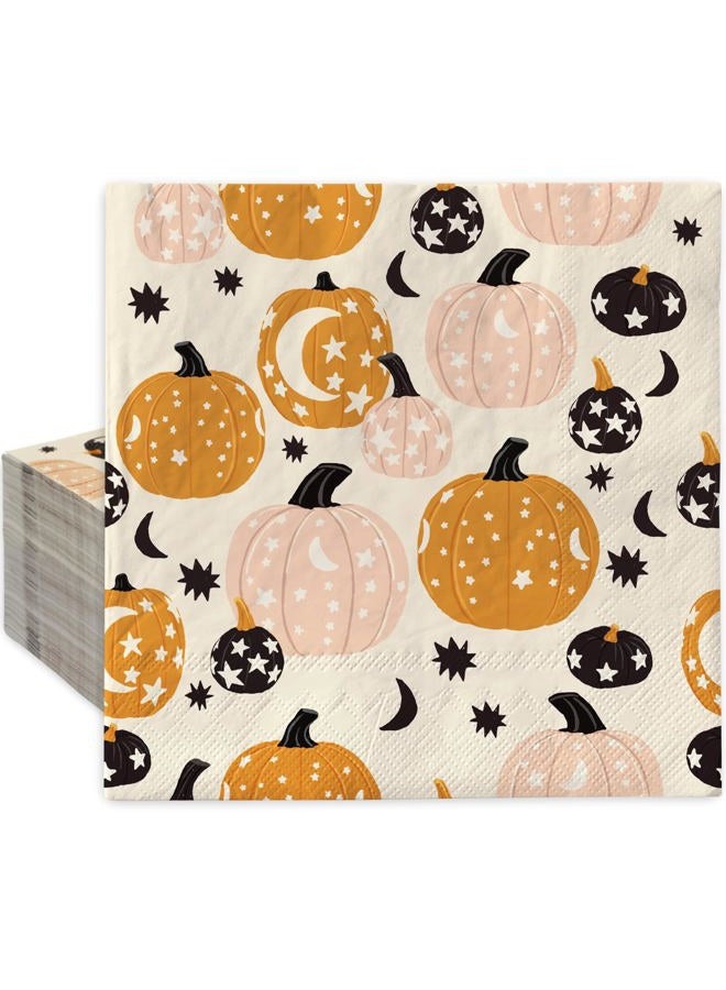 AnyDesign 80 Pack Fall Paper Napkins 6.5 Inch Orange Pink Pumpkin Napkins Disposable Square Luncheon Dinner Napkins for Thanksgiving Autumn Birthday Party Celebration Gathering Supplies Table Decor - Image 1