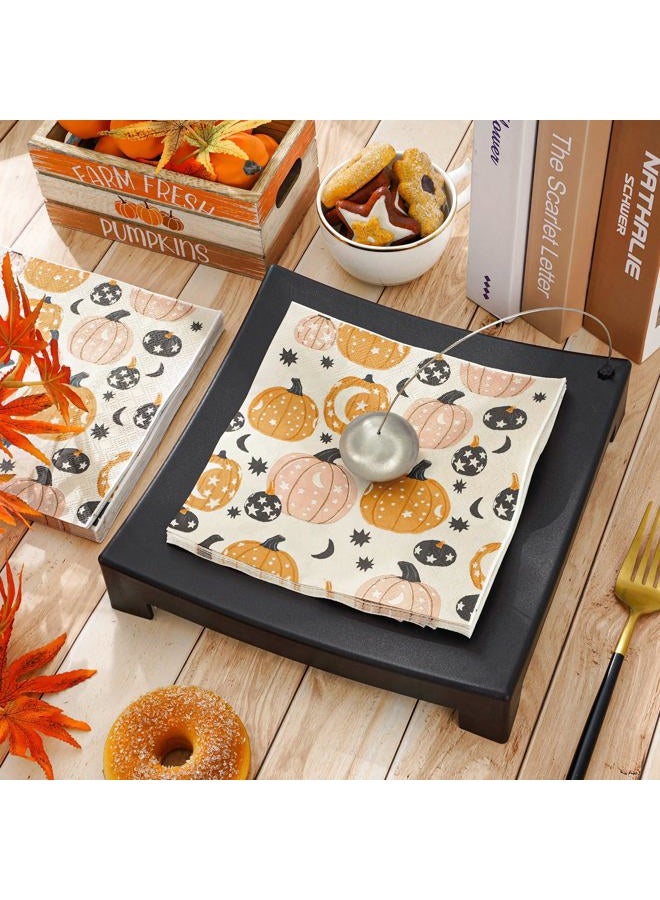 AnyDesign 80 Pack Fall Paper Napkins 6.5 Inch Orange Pink Pumpkin Napkins Disposable Square Luncheon Dinner Napkins for Thanksgiving Autumn Birthday Party Celebration Gathering Supplies Table Decor - Image 3