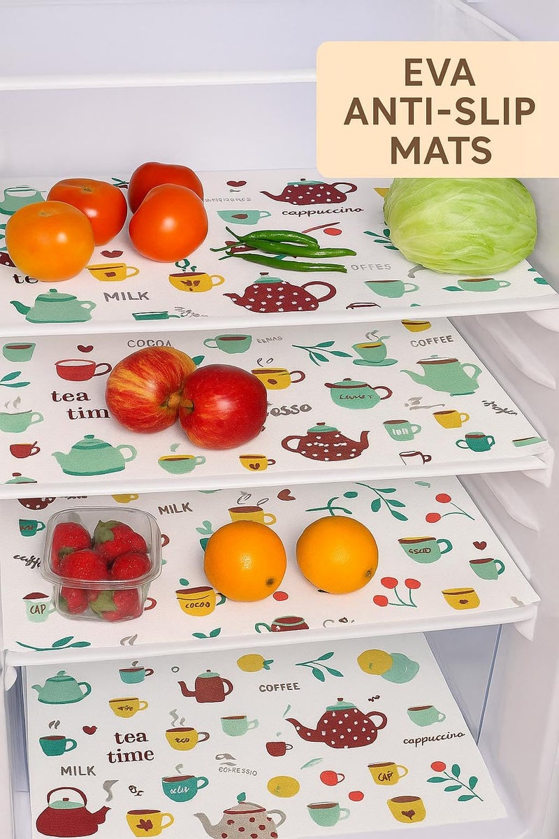 GREEWELT PVC Cup & Tea Design Shelf Liner Roll (45cm x 300cm) for Kitchen Cabinet, Drawer, Fridge, Table & Wardrobe | Waterproof Anti-Slip EVA Shelf Mat | Reusable Cuttable Mat | Coffee Print - Image 3