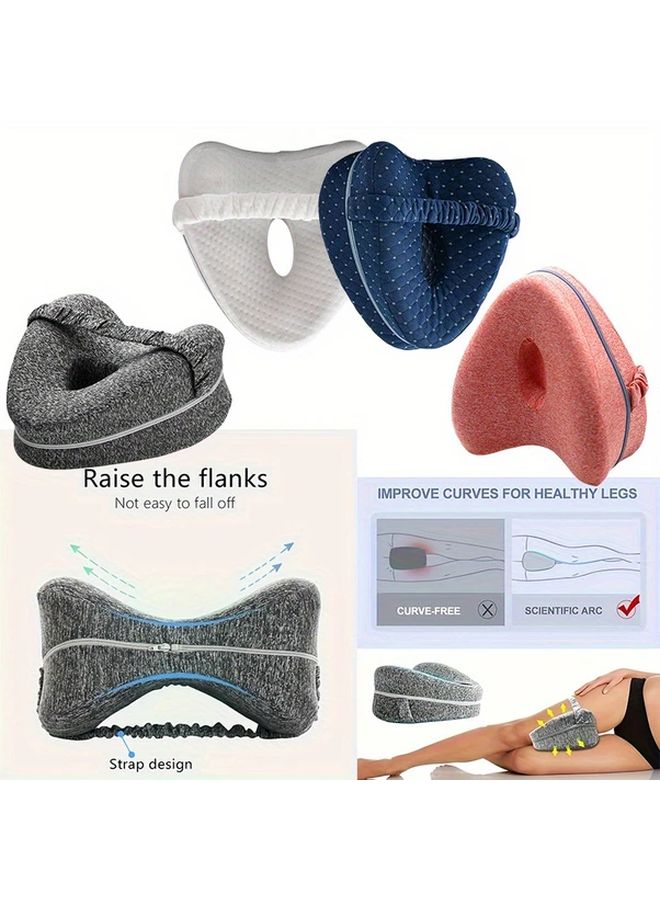 Ergonomic Memory Foam Leg Pillow For Side Sleepers White With Adjustable Straps Removable And Washable Cover - Image 1