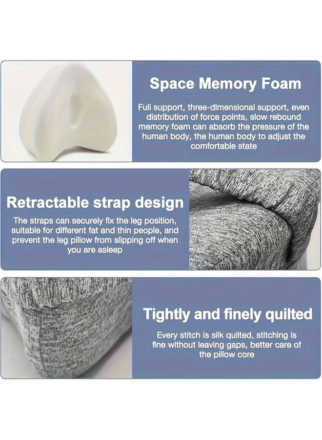 Ergonomic Memory Foam Leg Pillow For Side Sleepers White With Adjustable Straps Removable And Washable Cover - Image 5