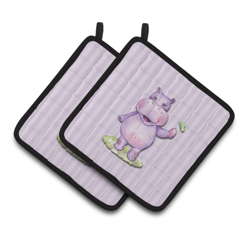 Caroline's Treasures ""Caroline's Treasures BB7147PTHD Hippopotamus Pair of Pot Holders  7.5 x 7.5""""  Multicolor"" 
