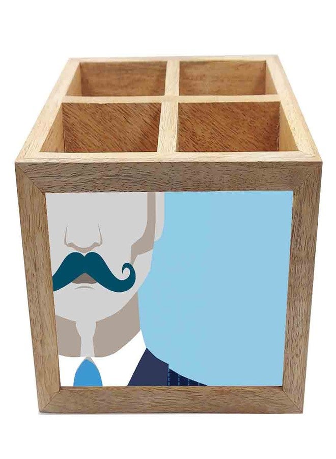 Nutcase Wooden Cutlery Stand Holder Silverware Caddy Spoons Forks Knives Organizer for Dining Table & Kitchen -Made in India-Spoons NOT Included - Hipster Man - Image 4