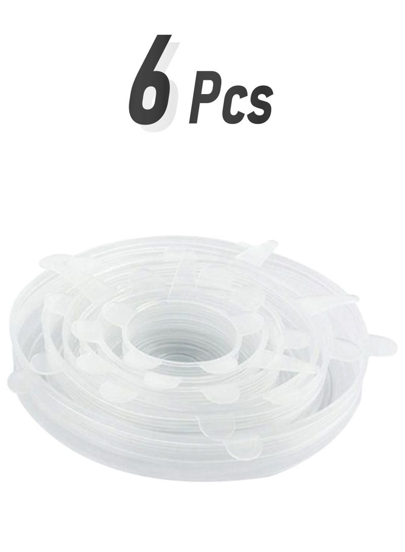 طقم أغطية من السيليكون قابلة للتمدد من 6 قطع شفاف 6-Piece - Image 1
