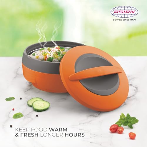 Asian Cosmos Inner Steel Casserole, 2500 ml, Orange|PU Insulated| BPA Free | Odour Proof| Food Grade | Easy to Carry | Easy to Store | Ideal for Chapatti | Roti | Serving Casserole - Image 2