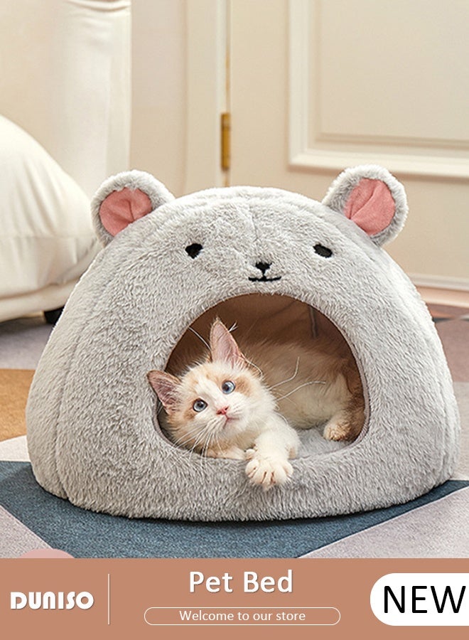 DUNISO Cat Cozy Hideout Soft Nest for Small Animals Warm Bed for Guinea Pigs Chinchillas and Rabbits Cute Mouse Design Portable - Image 1