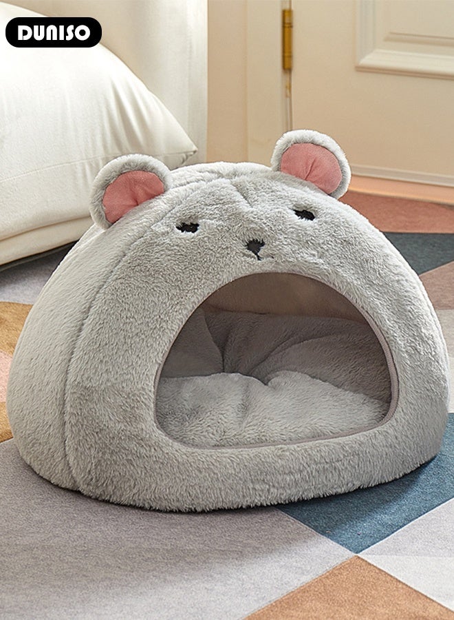 DUNISO Cat Cozy Hideout Soft Nest for Small Animals Warm Bed for Guinea Pigs Chinchillas and Rabbits Cute Mouse Design Portable - Image 2