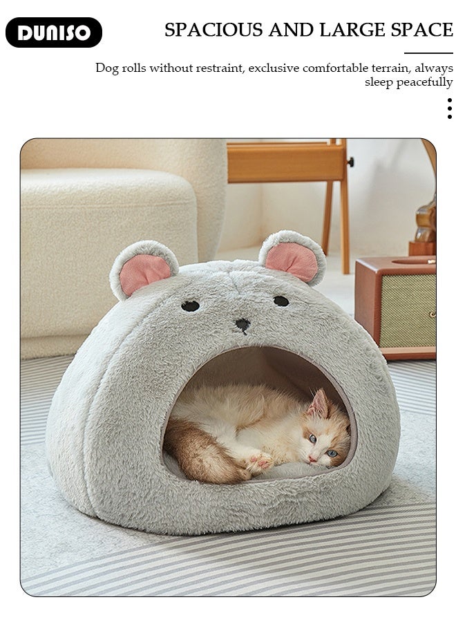 DUNISO Cat Cozy Hideout Soft Nest for Small Animals Warm Bed for Guinea Pigs Chinchillas and Rabbits Cute Mouse Design Portable - Image 3
