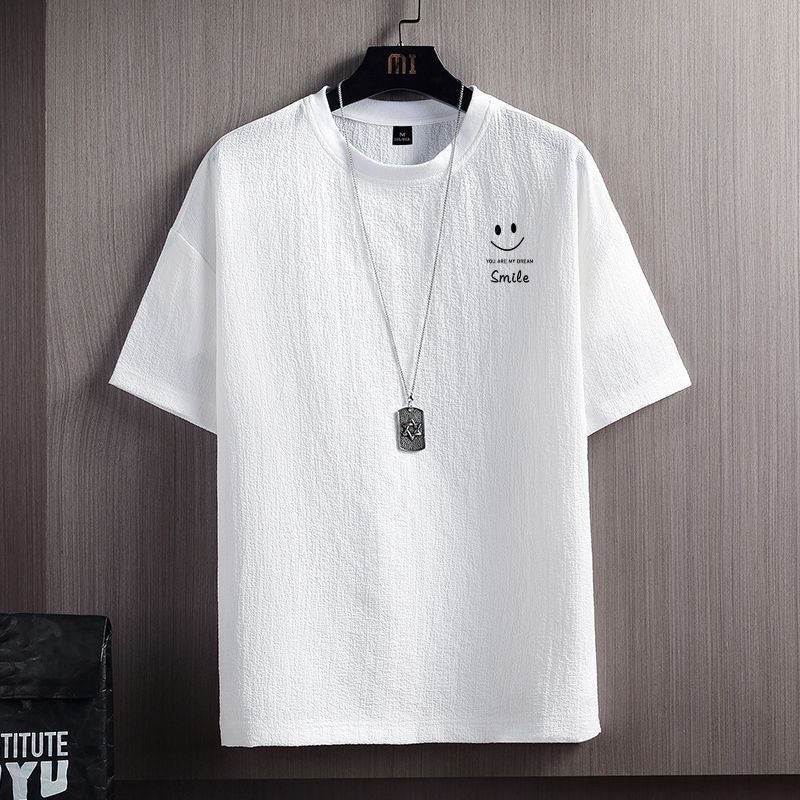 2025 New Ice Silk Short Sleeve Men's Summer Thin Ant T-shirt National Fashion Loose plus size Round Neck Half Sleeve T-shirt - Image 1