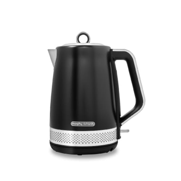 Morphy Richards Illumination 17L Jug Kettle Rapid Boil Boil Dry Protection Pull off Lid Limescale Filter Easy View Window 360 Cordless Base Stainless Steel Black  108020
