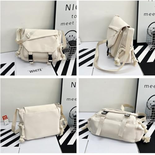 INSHERE Aesthetic Crossbody Bag, 15.6 Inch laptop messenger bag for women, Cute Shoulder Bag with Cute Pins and Ornament White - Image 3