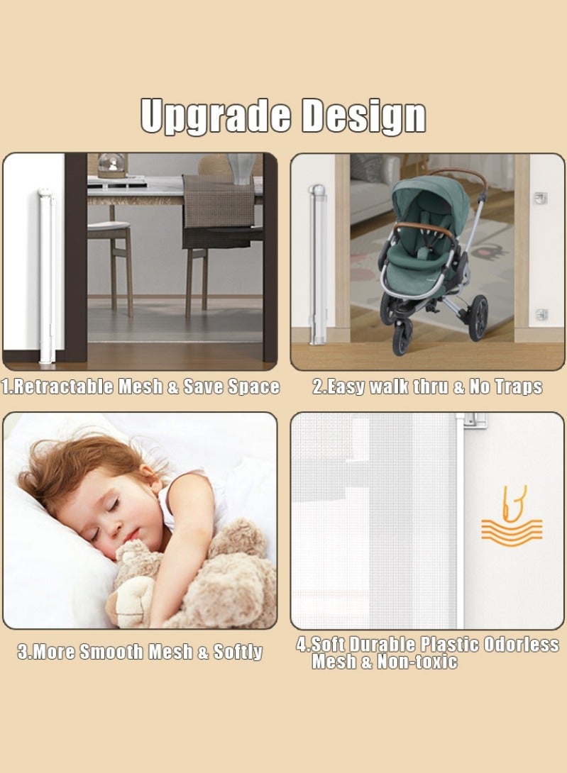 Cheart Baby Baby Safety Gate, Retractable Barrier for Baby and Pets, Retractable Baby Kids Child Gate, Extra Wide 300cm, Mesh Baby Gate, Mesh Dog Gate ,Child Safety Gate for Doorways, Stairs, Hallways - Image 4