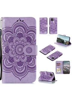 HuHa Case Cover For For Google Pixel 5 XL / Pixel 4a 5G Mandala Embossed Leather Phone Case (Purple) 
