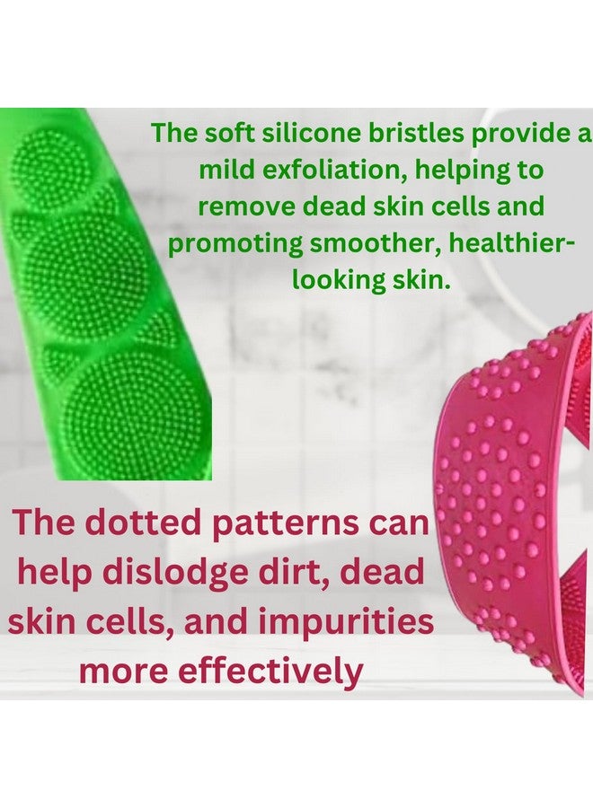 RENIAL® Silicone Body Back Scrubber Double Side Bathing Brush for Skin Deep Cleaning Massage, Bubble Bath Brush, Body Scrubber Belt, and Exfoliating Bath Brush Set (Pack of 1) - Image 4