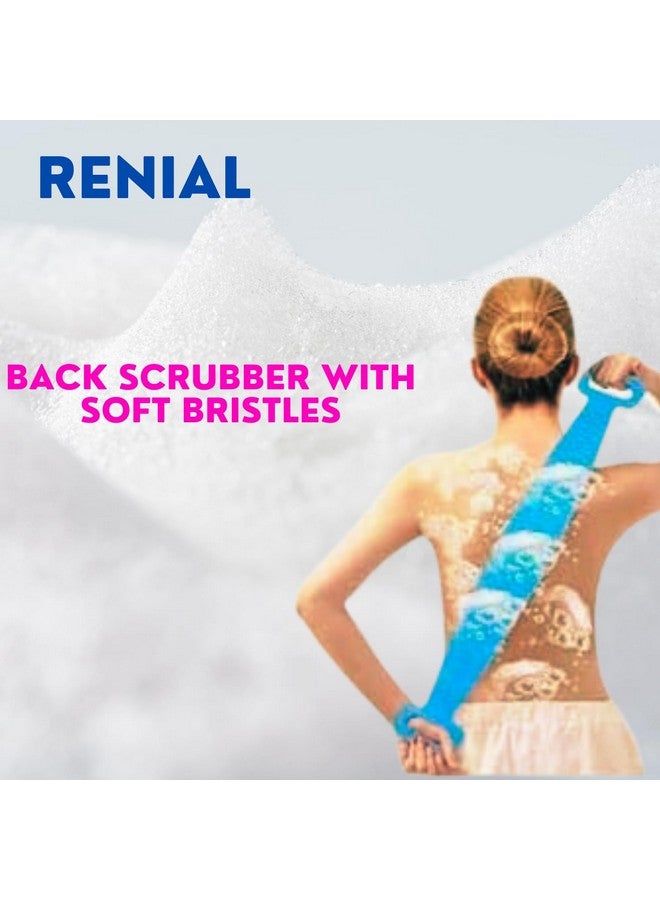 RENIAL® Silicone Body Back Scrubber Double Side Bathing Brush for Skin Deep Cleaning Massage, Bubble Bath Brush, Body Scrubber Belt, and Exfoliating Bath Brush Set (Pack of 1) - Image 3
