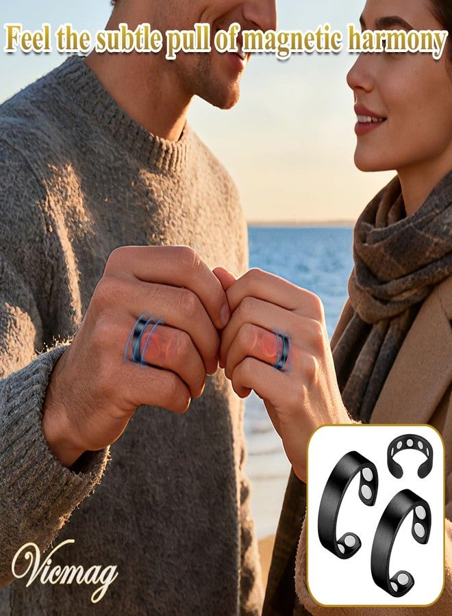 Vicmag 2PCS Magnetic Copper Rings for Women & Men,99.99% Pure Copper Ring with 9X Magnets Gift Adjustable(9X Black) - Image 5