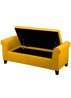 BLACK OAK BLACK OAK IF07 Upholstered Flip top Storage Bench 2 seater sofa Couch Poufffe Storage Ottoman (Yellow)  - Image 3