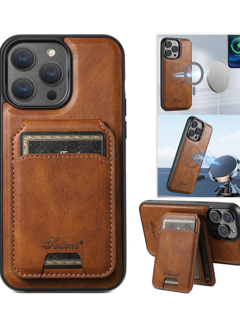 Suteni 2-in-1 Detachable Phone Case Compatible With Wireless Charging Magnetic Card Holder Wallet Rear Cover Can Stand For IPhone 15ProMax 15Plus 14 13 12 - Image 2