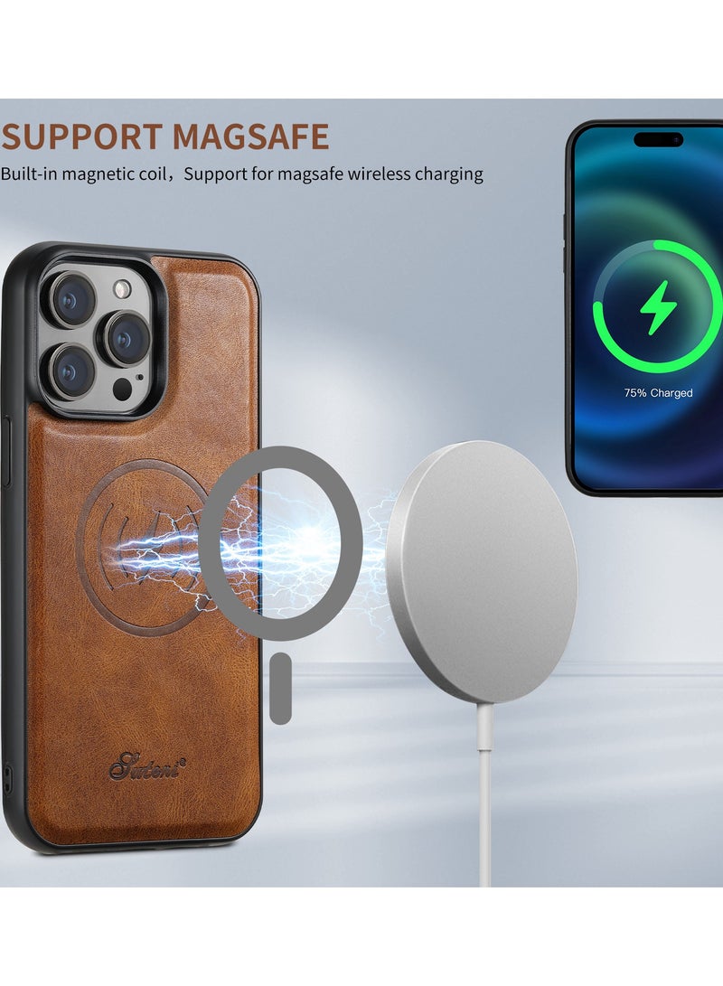 Suteni 2-in-1 Detachable Phone Case Compatible With Wireless Charging Magnetic Card Holder Wallet Rear Cover Can Stand For IPhone 15ProMax 15Plus 14 13 12 - Image 4