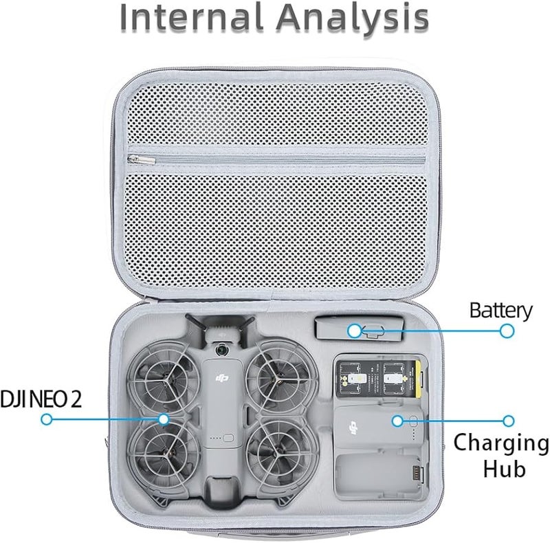DJI Neo 2 Shoulder Storage Bag Waterproof Grey Custom Fit Travel Protection - Image 5