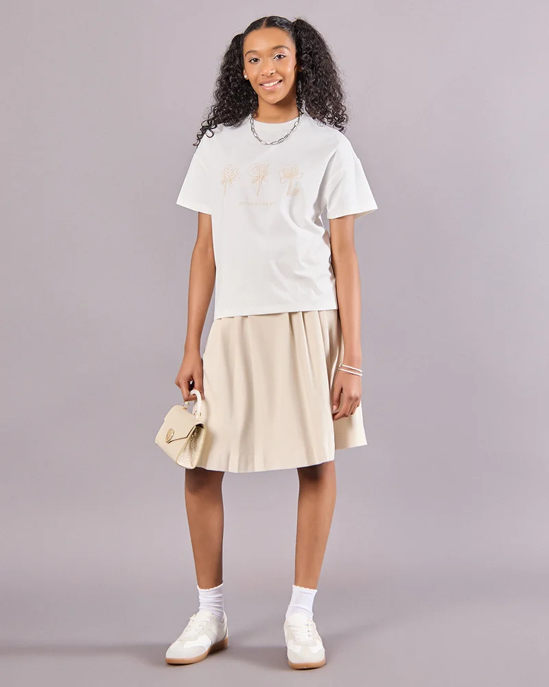 Redtag Senior Girls White Embroidered Top
