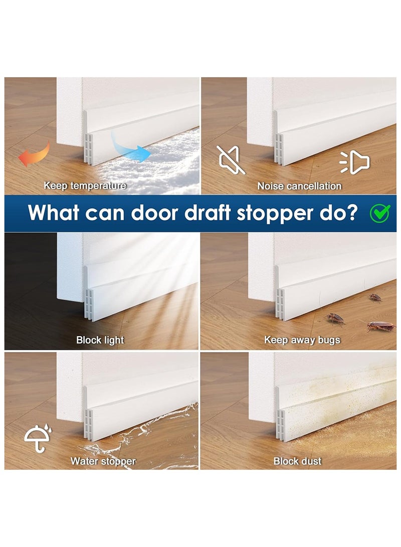 Adhesive Under Door Sweep Weather Stripping Soundproof Rubber Bottom Seal with Wider Strong for Interior Exterior Doors Guard Against Drafts Dust Noise Animals (1M*1 Black) - Image 4