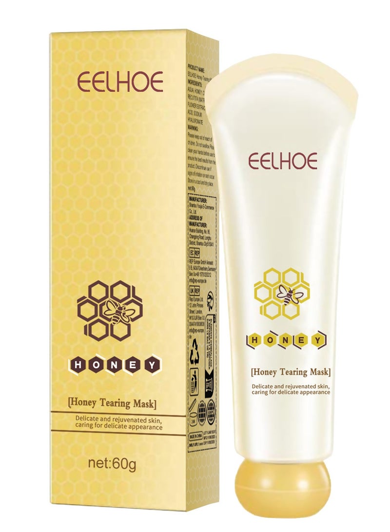 إيلهو قناع تقشير تمزيق العسل ، قناع تقشير العسل للتحكم في الرؤوس السوداء للوجه ، مزيل الرؤوس السوداء للتحكم في زيت الوجه للبشرة الميتة يتقلص المسام النظيفة (60 جم) - Image 1