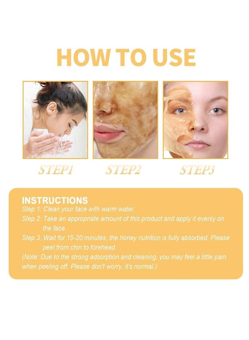 إيلهو قناع تقشير تمزيق العسل ، قناع تقشير العسل للتحكم في الرؤوس السوداء للوجه ، مزيل الرؤوس السوداء للتحكم في زيت الوجه للبشرة الميتة يتقلص المسام النظيفة (60 جم) - Image 4