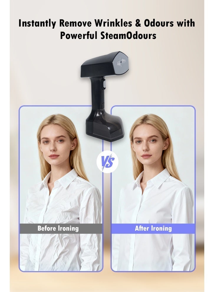 اكسوبلا مكواة بخارية محمولة للملابس بقوة 2500 واط، مكواة بخار محمولة للملابس مع 3 مستويات بخار، تسخين سريع خلال 20 ثانية، إزالة التجاعيد بسرعة، خزان ماء قابل للفصل بسعة 350 مل - اختراق قوي 25-45 جم/دقيقة - Image 4