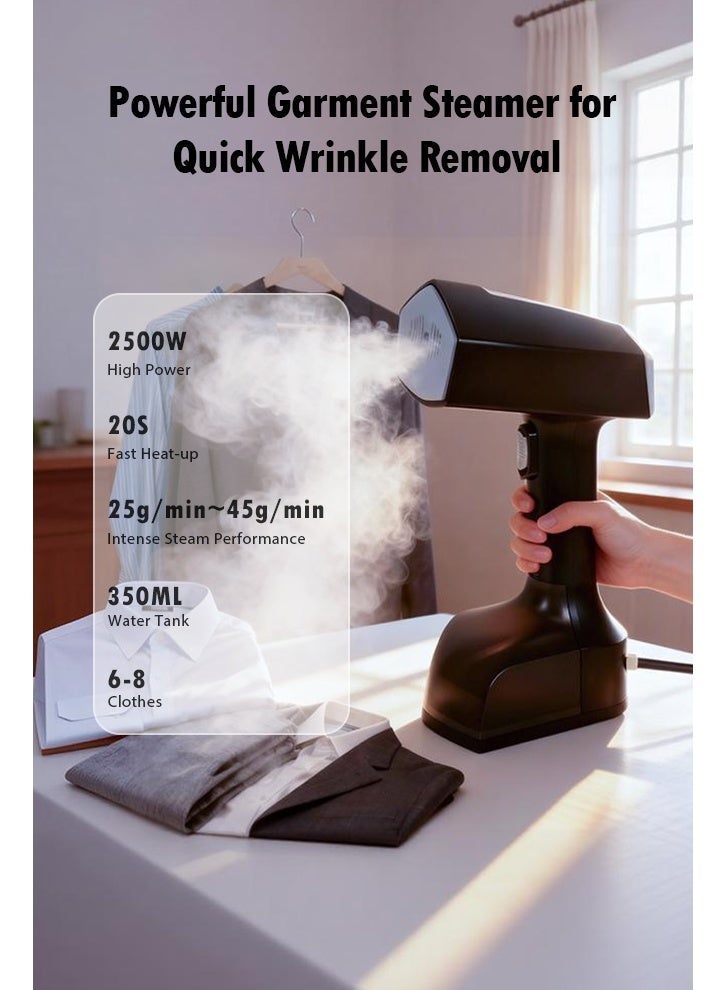 اكسوبلا مكواة بخارية محمولة للملابس بقوة 2500 واط، مكواة بخار محمولة للملابس مع 3 مستويات بخار، تسخين سريع خلال 20 ثانية، إزالة التجاعيد بسرعة، خزان ماء قابل للفصل بسعة 350 مل - اختراق قوي 25-45 جم/دقيقة - Image 5