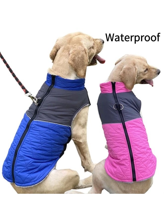 Dog Winter Jacket Vest for Small Medium Large Dogs, Fleece Lining Warm Coat Waterproof Pet Dog Clothes for Cold Weather (XS, Blue)