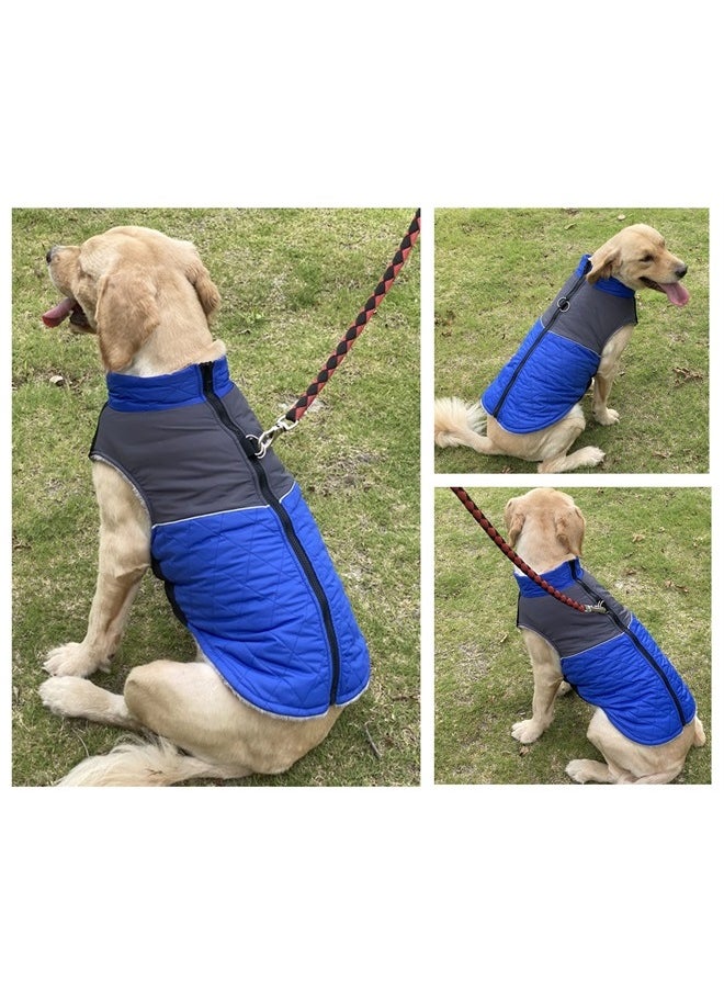 Dog Winter Jacket Vest for Small Medium Large Dogs, Fleece Lining Warm Coat Waterproof Pet Dog Clothes for Cold Weather (XS, Blue)