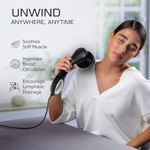 AGARO Relaxo Electric Handheld Full Body Massager with 8 Massage Heads, 5 Mode & 6 Speed Settings for Muscle Relief & Relaxation (Black), Back, Leg & Foot. - Image 4