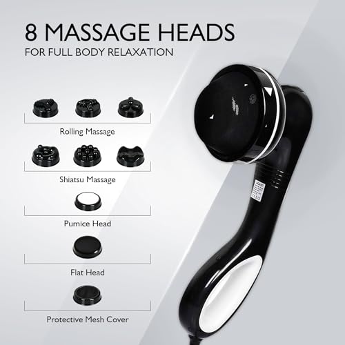AGARO Relaxo Electric Handheld Full Body Massager with 8 Massage Heads, 5 Mode & 6 Speed Settings for Muscle Relief & Relaxation (Black), Back, Leg & Foot. - Image 2