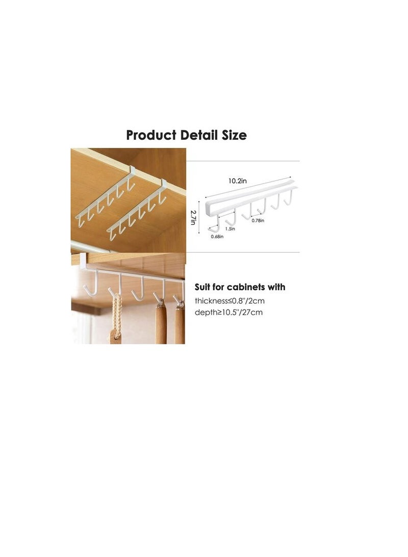 PROMASS 3pcs Mug Hooks Under Cabinet Mug Holder Rack, Drilling Free Hanger for Cups/Kitchen Utensils/Ties Belts/Scarf/Keys Storage, White  - Image 3