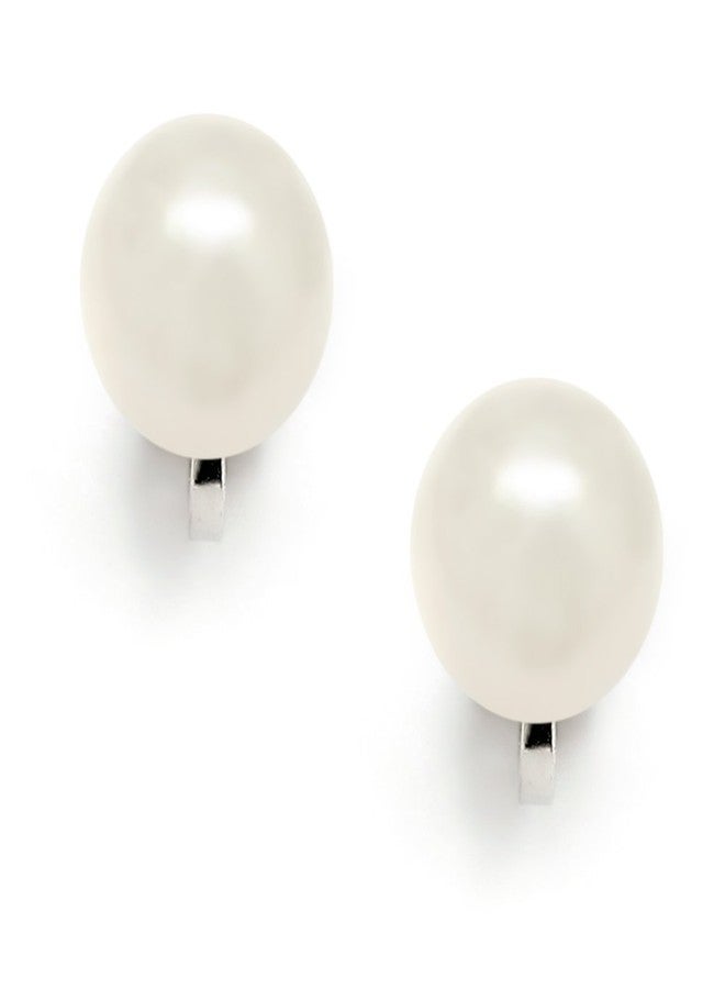 Mariell 9mm Ivory Shell Pearl Clip-On Earrings - Luxurious Freshwater-Look Pearl Button Style Clip Ons - Image 1